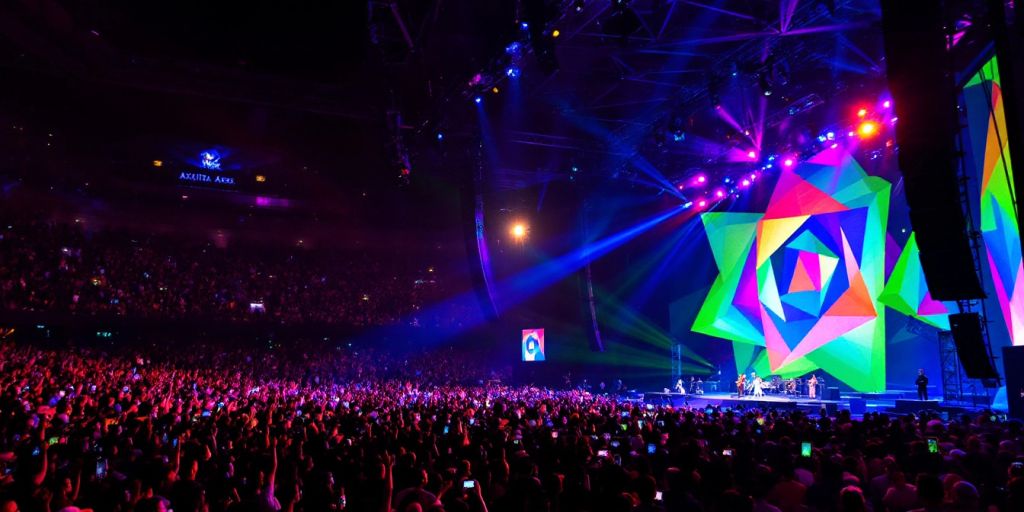 Concert at Axiata Arena with excited fans and lights.