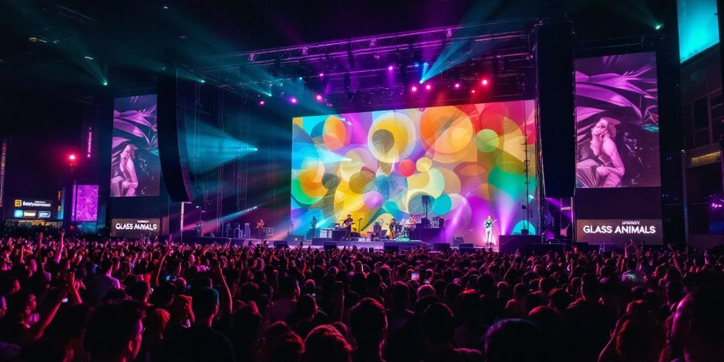 Glass Animals performing live at a concert in Kuala Lumpur.