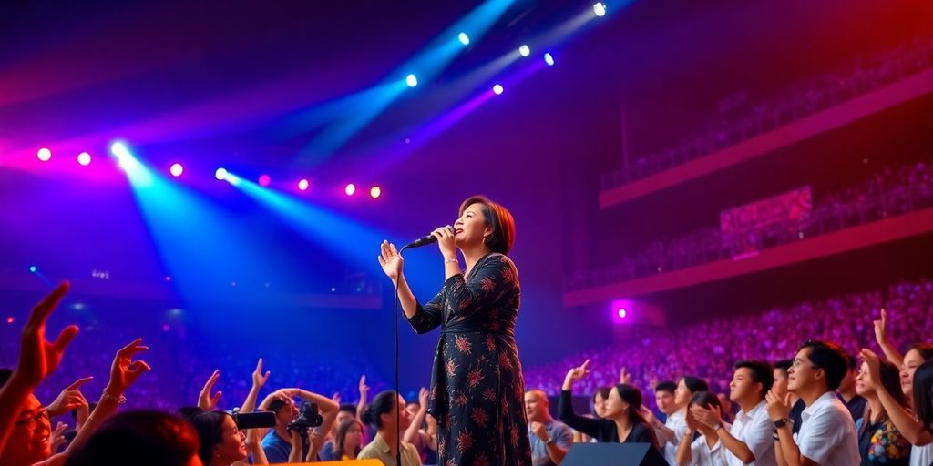 Sheila Majid performs on stage at Stadium Negara.